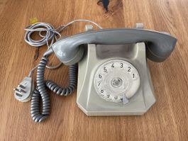 Retro Schnurwahltelefon grau, 70er Jahrelang 