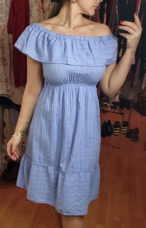 Sommerliches, hellblaues Kleid mit Volant, Grösse 38/40& 40