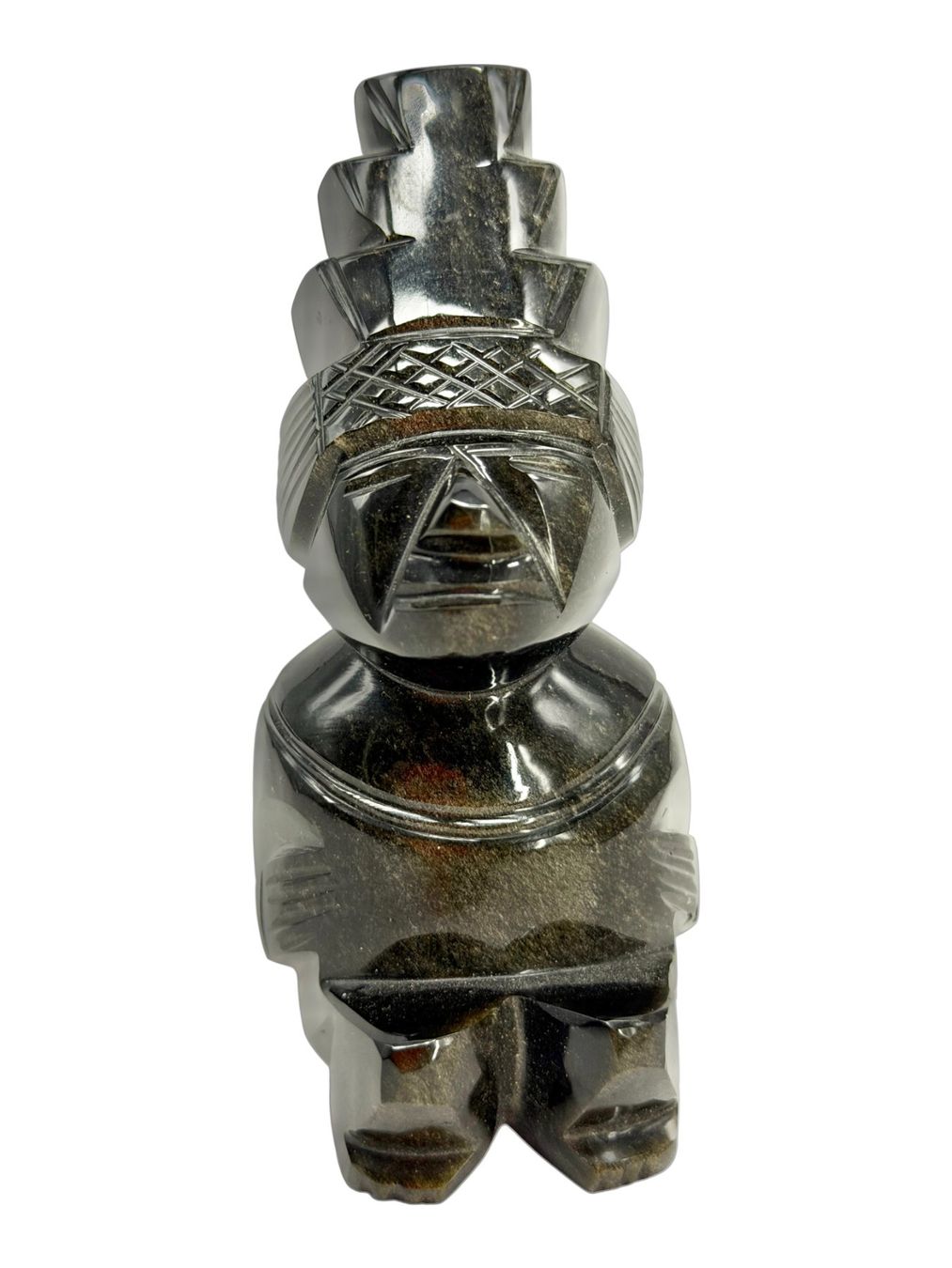 Sculture & Statue: Superbe sculpture style maya en obsidienne noire dorée – Usato da Morges venduto da 1tiquaire 2