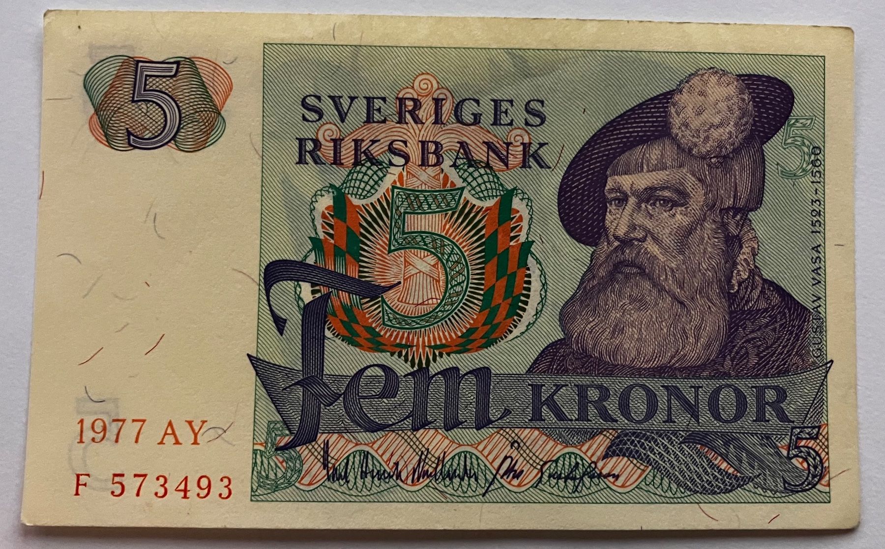 Banconote: Schweden 5 Kronor 1977 – Usato da Algetshausen venduto da Carrhard