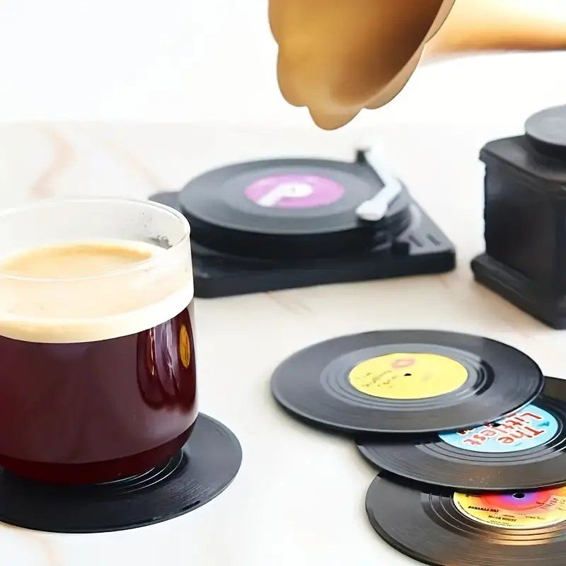 Sottobicchieri: Schallplatten Getränkeuntersetzer Vinyl Retro Bierdeckel – Nuovo e nell'imballaggio originale da Dättlikon venduto da easythings 5