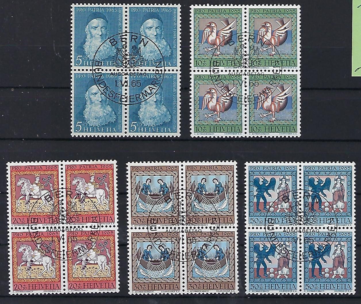 Alle Briefmarken: 1965  Pro Patria Viererblocks ET.   15352 – Gebraucht aus Lunden von Animus999