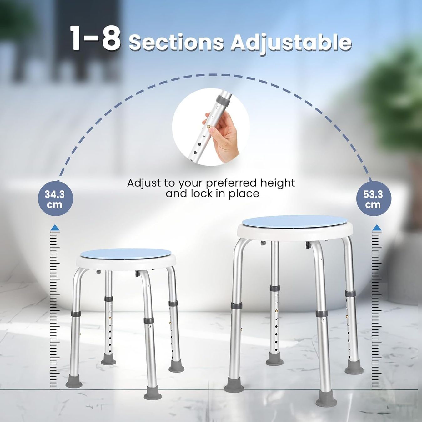 AUFUN Duschhocker Duschstuhl Höhenverstellbar und 360° Drehbar Badsitz Duschhilfe Anti-Rutsch AUFUN Duschhocker Duschstuhl Höhenverstellbar und 360° Drehbar Badsitz Duschhilfe Anti-Rutsch