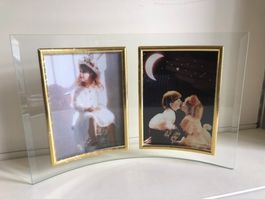 Magnifique cadre double photos en verre