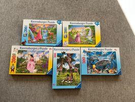 5 Ravensburger Puzzles 200/300 Teile, diverse Motive