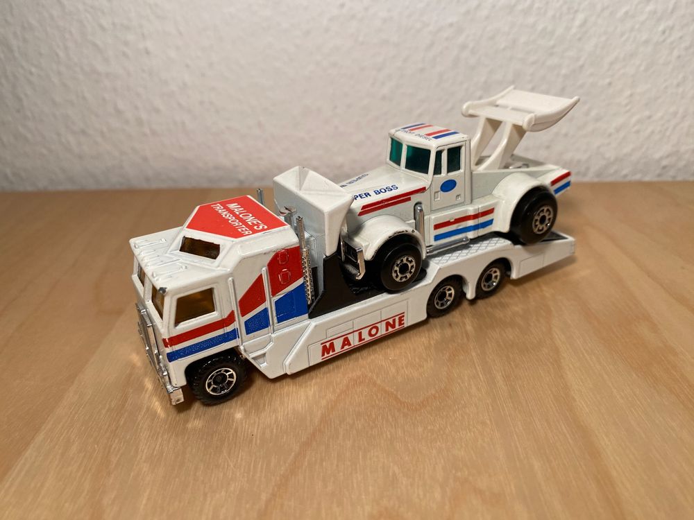 Camion Transporteur Diecast Matchbox - Kenworth K100 Racing Échelle 1/87 Avec Stock Car (Limited Edition 1991)