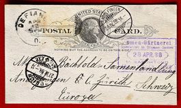 USA OHIO GANZSACHE PK BÄCHTOLD SAMEN ANDELFINGEN ZÜRICH 1888