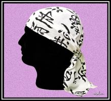 Zandana / Weiss mit asiatischem Schriftmuster / Nr. C-3022