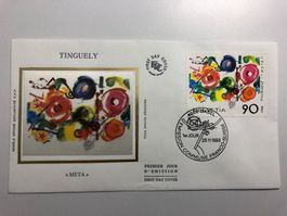 Jean Tinguely META 2x FDC Schweiz - France 90Rp FR 5.00 1988
