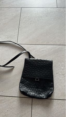 Edle Straussenledertasche Schwarz