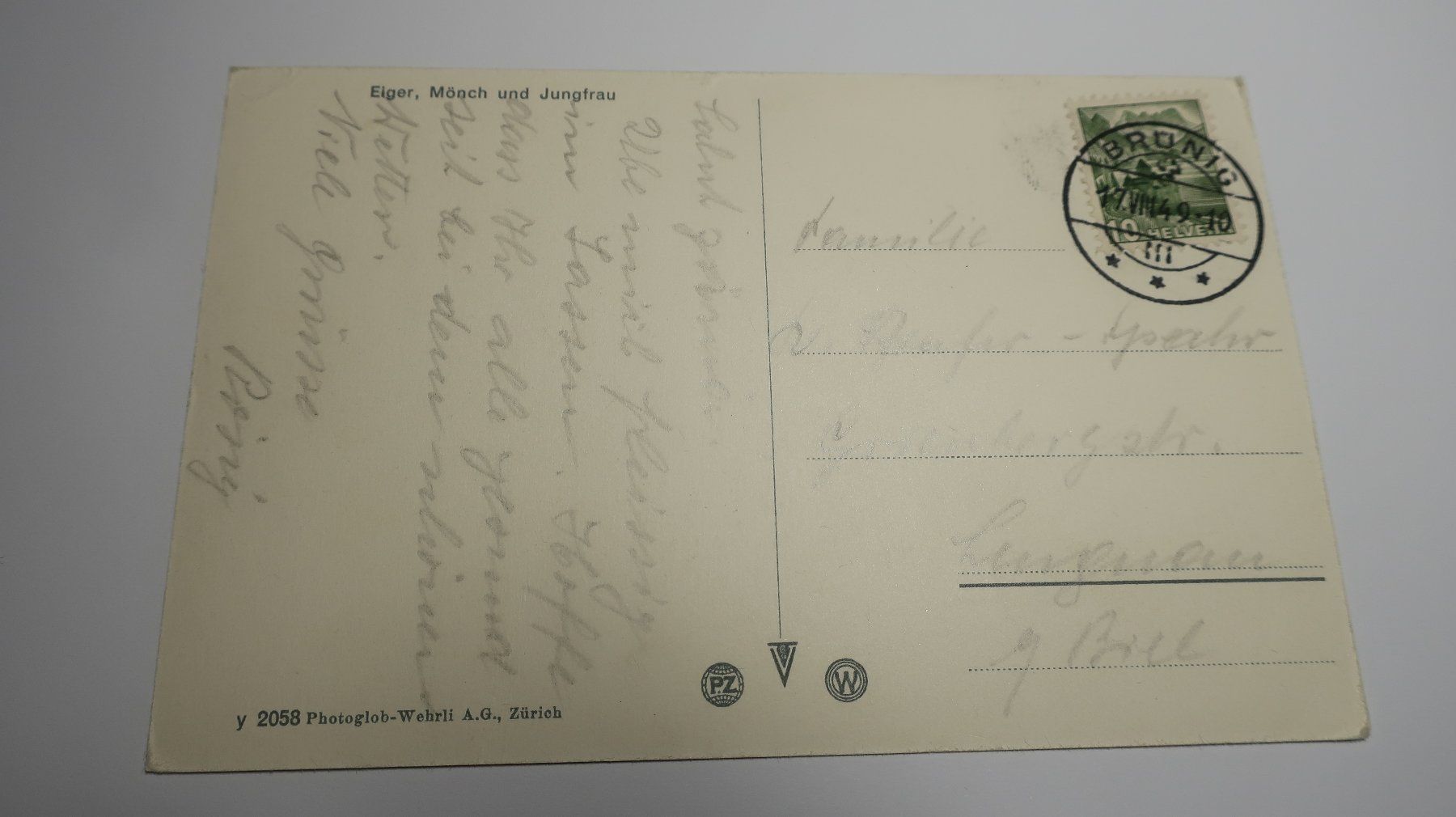 Cartoline postali: Eiger Mönch und Jungfrau  1949 – Usato da Cormoret venduto da Pascalll2001 5