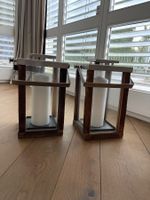 2 Laternen aus Glas & Holz