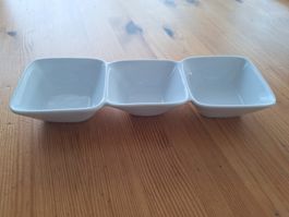 Weisses Porzellan-Dip-Schälchen für den Apéro