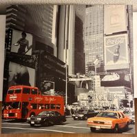 Wandbild New York Times Square schwarz-weiss rot quadratisch