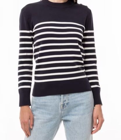 Manor Pullover & Sweatshirts: Pull rayures marin - tricot bleu et blanc - coton - Manor – Gebraucht aus Broc von ffribourg 3