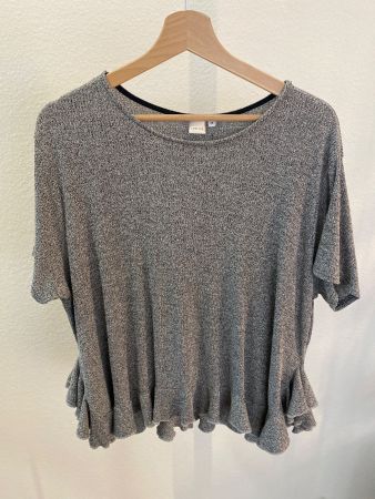 Lost Ink T-Shirt mit Rüsschen grau meliert Gr. 54