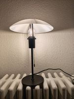 Table lamp metal black with white glass shade