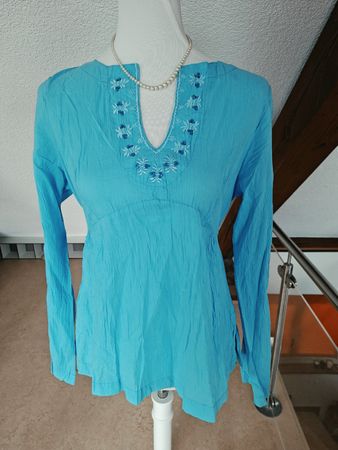 Bluse Boom Baba Stickerei tükisblau 100% Baumwolle Gr. 1 Siz