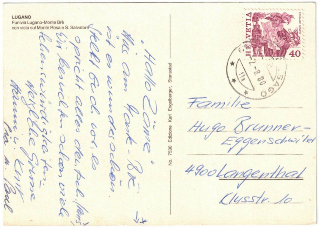 Cartoline postali: Lugano - Standseilbahn Monte Brè – Usato da Binningen venduto da Mountainrider 1