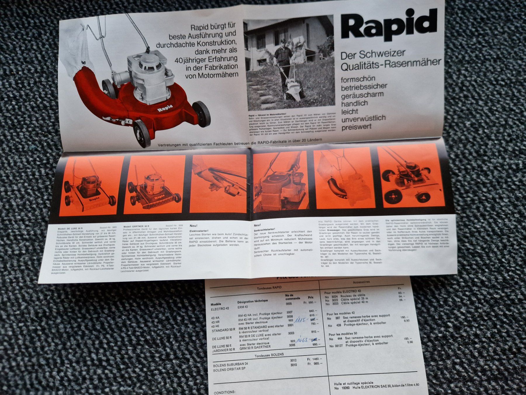 Rapid Tracteurs: Original Prospekt + Preisliste Rapid Rasenmäher – D'occasion à Dürnten par Bachtel84 2