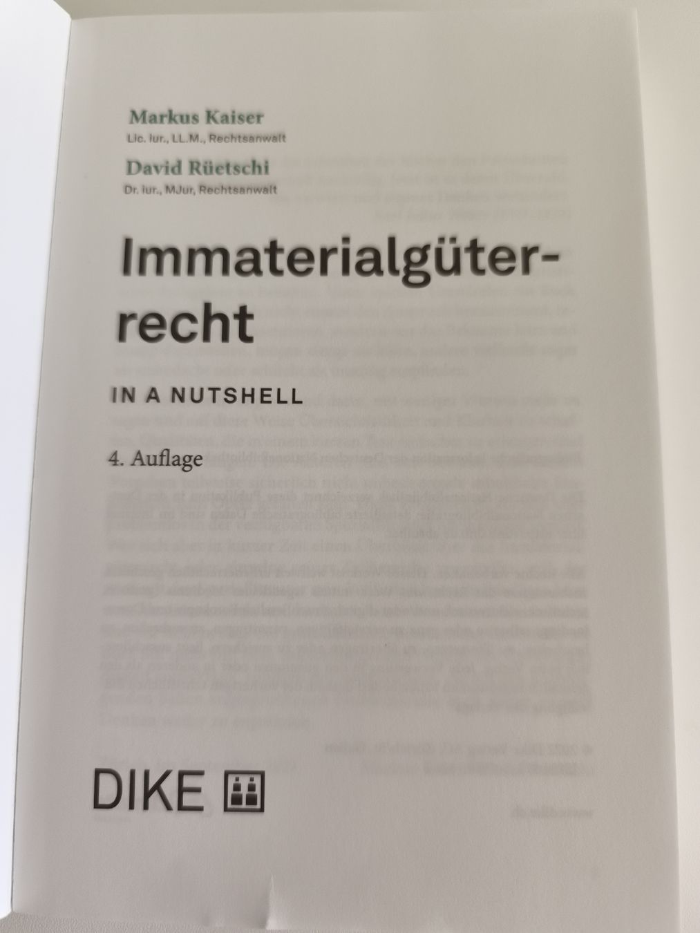 Libri: Buch Immaterialgüterrecht in a Nutshell 4. Auflage markiert – Usato da Muri b. Bern venduto da YvesH02 1