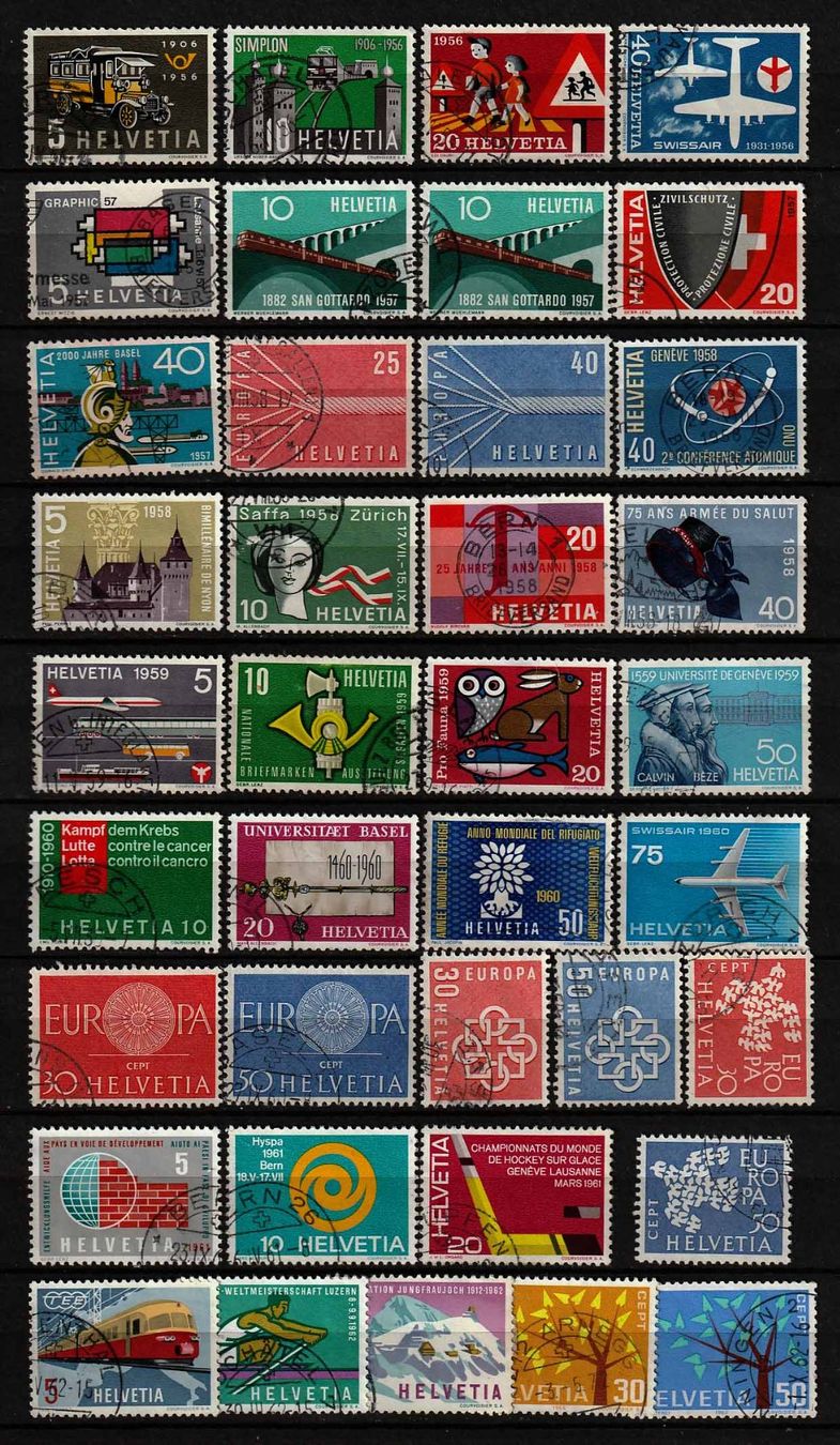 Tutti i francobolli: 1956 - 1962 Div. Schweizer Briefmarken – Usato da Arlesheim venduto da gaugi43