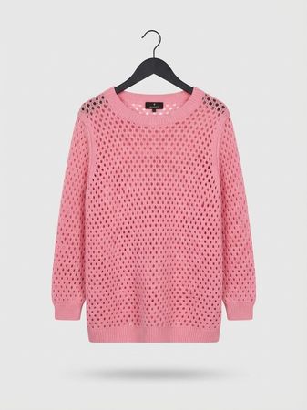 Monari Strick Pullover Gr. 44 pink lässiges Lochmuster