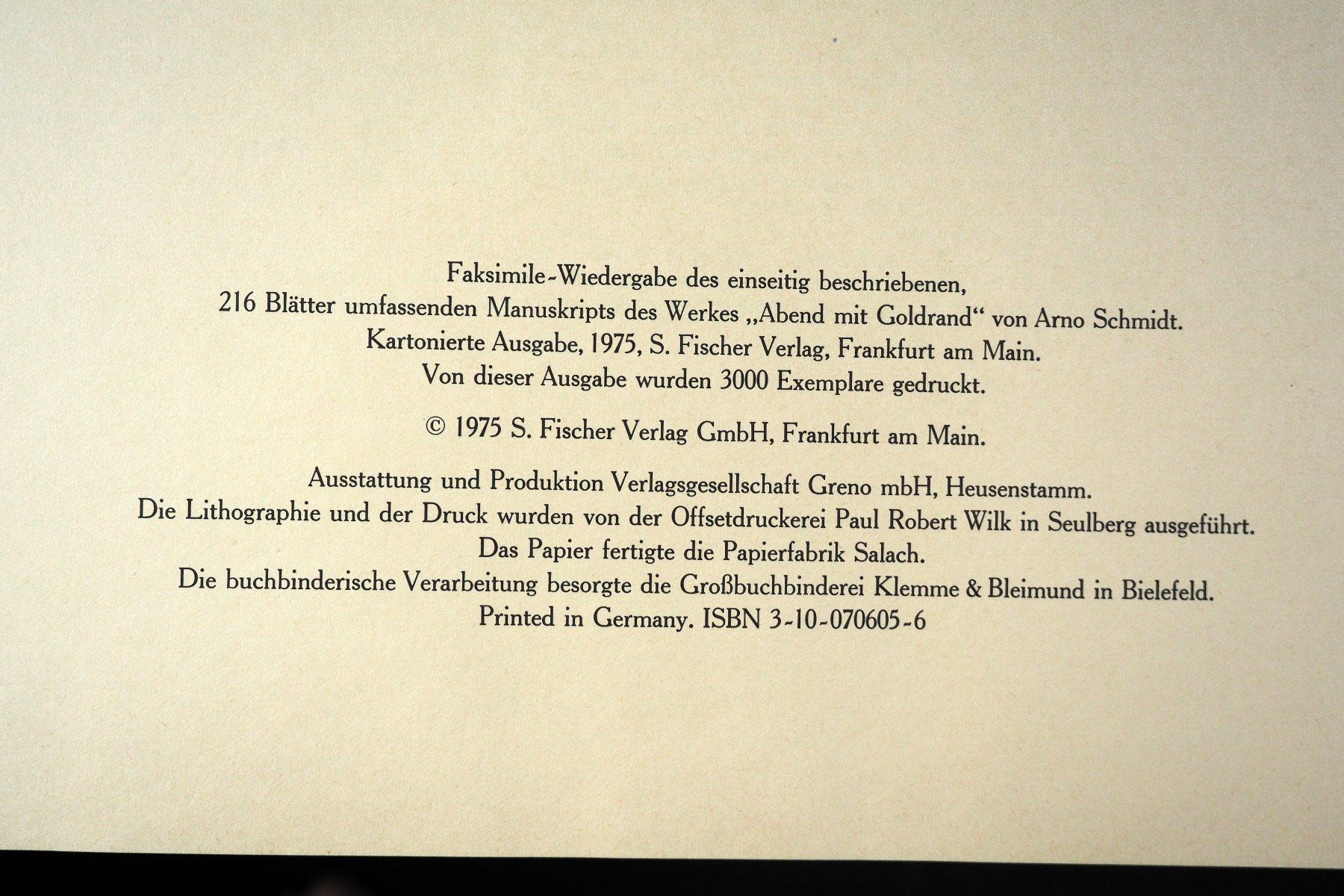 Libri: Arno Schmidt: Abend mit Goldrand, kartonierte Ausgabe 1975 – Nuovo (secondo la descrizione) da Zofingen venduto da Kmonk 2