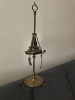 An oriental oil lamp, yellow metal, 20th century