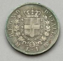 Münze Italien 1 Lira 1863 Vittorio Emanuele II Silber