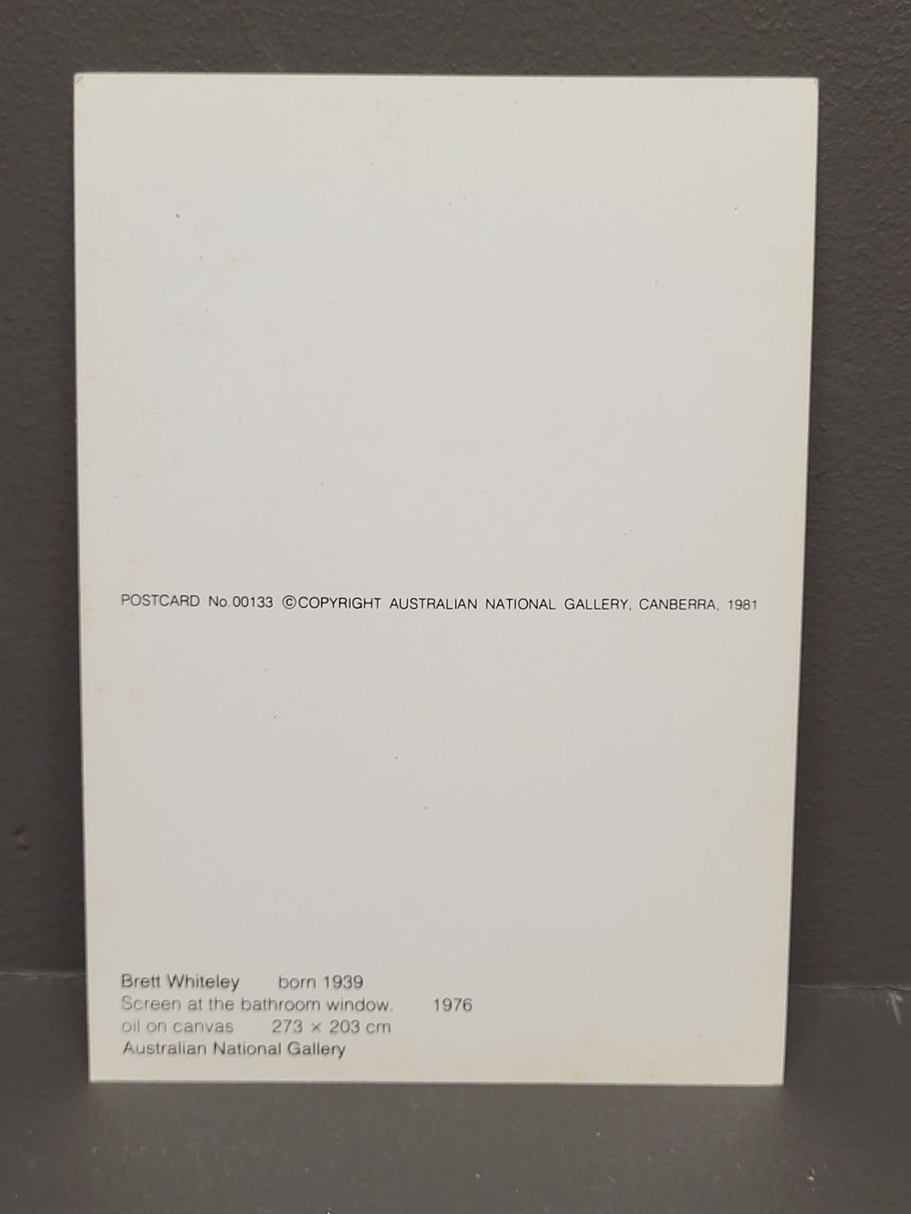 Cartoline postali: Brett Whiteley Postkarte "Screen at the Window" – Usato da Zürich venduto da BOAC1943 1