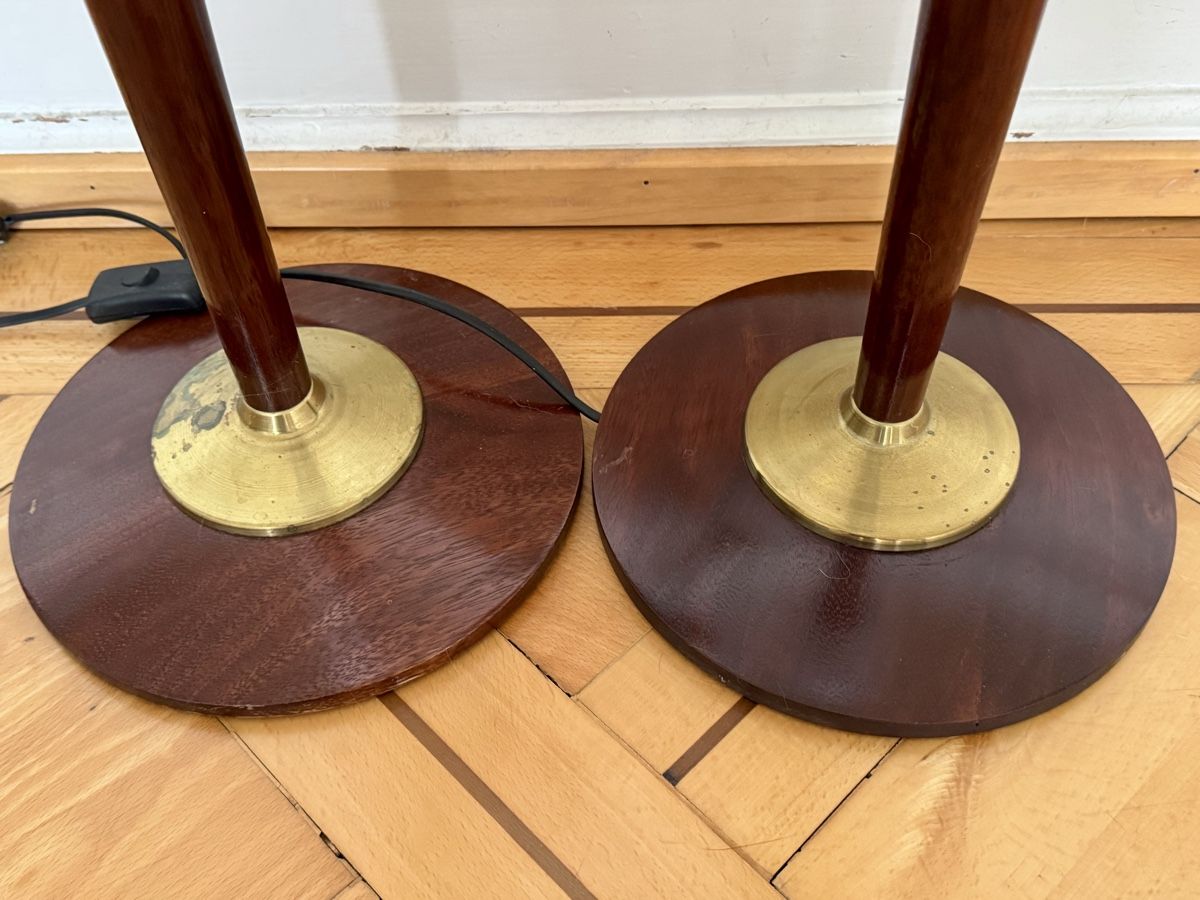 Lampade: Mazda Stehlampen - Set Holz / Messing / Opal Glas - Art Déco – Usato da Zürich venduto da Nobs1 5