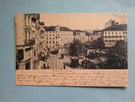 SG St. Gallen Marktplatz Hotel Hecht Strassenbahn Tram 1900