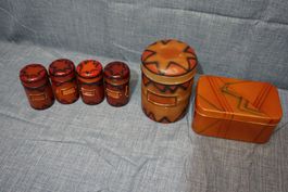Vintage Dose Set, 6-teilig, Metall, braun-orange, von Knorr!