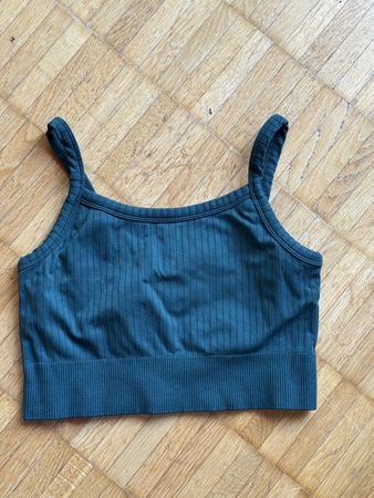 Turquoise Ribbed Cropped Tank Top size S