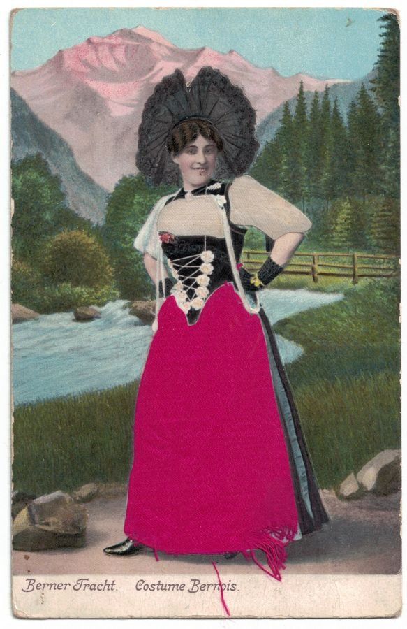 Cartoline postali: Berner Tracht RELIEF+MATERIAL - Costume Bernois – Usato da Frauenfeld venduto da POML