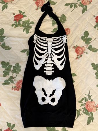 Gothic Kleid Skelett Motiv Neckholder Halloween 🖤🦇