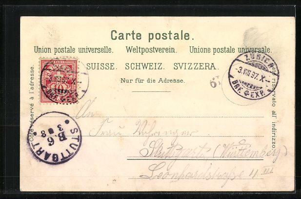 Ansichtskarten: Litho Zürich, Teilansicht, Uferpartie m – Gebraucht aus Berlin von bartko-reher 1