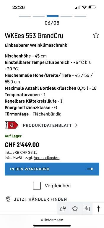 Frigoriferi: Neuer Einbau-Weinkühlschrank Liebherr – Nuovo e nell'imballaggio originale da Amriswil venduto da luxi987 4