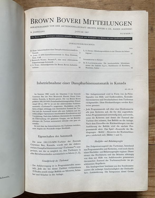 Buch Brown Boveri Mitteilungen 3