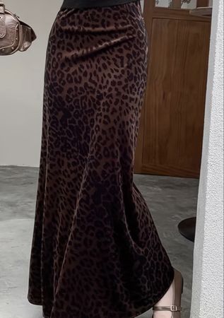 Chic Gonna lunga Leopardato velluto-tg M/L-feste👌vacanze