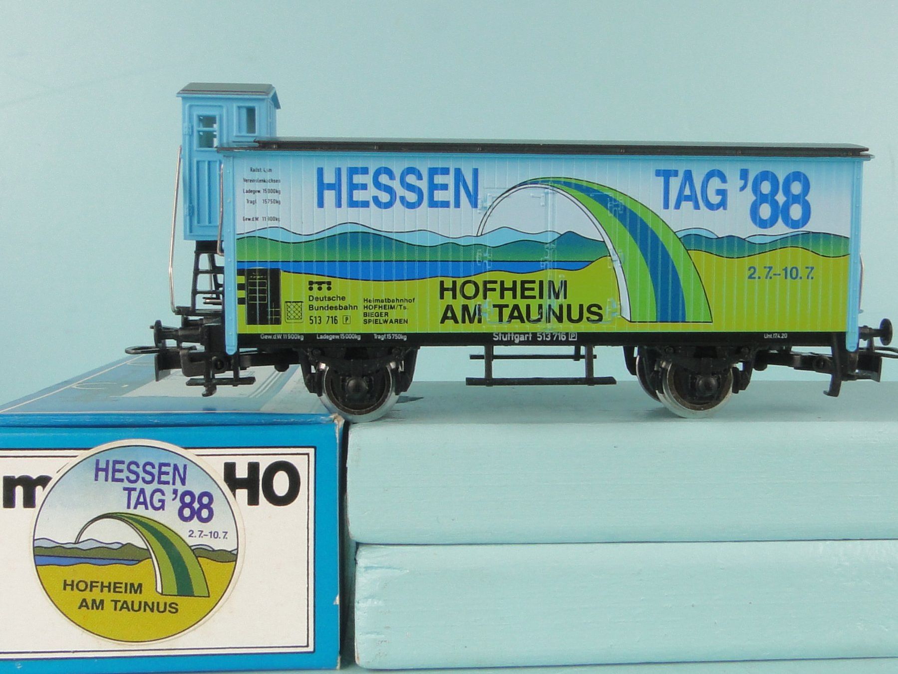 Märklin Modellini di ferrovie: Märklin "Hessen Tag" Gedeckter Güterwagen – Usato da Bülach venduto da cann11 1