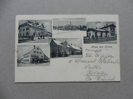 Karte Lichtdruck Kloten ZH 1909 Bahnhof Bahn Geschäft