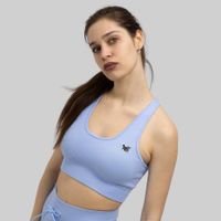 Damen Sport BH High Support Nahtlos Hell Blau TOP XL Fitness
