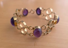 Breite GG Armband mit 5 großen Amethysten 17.38 gr. Unikat
