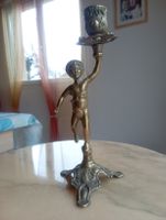 Beau chandelier ancien en bronze, motif ange, à saisir!