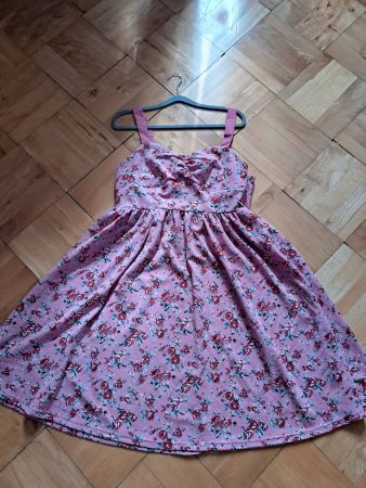 Sommerliches Kleid mit Blumenprint Retro Styl, Gr. 44, Rosa