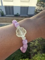 Kunzit Armband 8mm mit Citrin Blüte Handgemacht