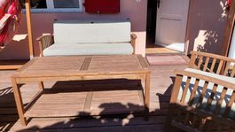 Gartenmöbel Set Holz mit Tisch und Sessel gebraucht