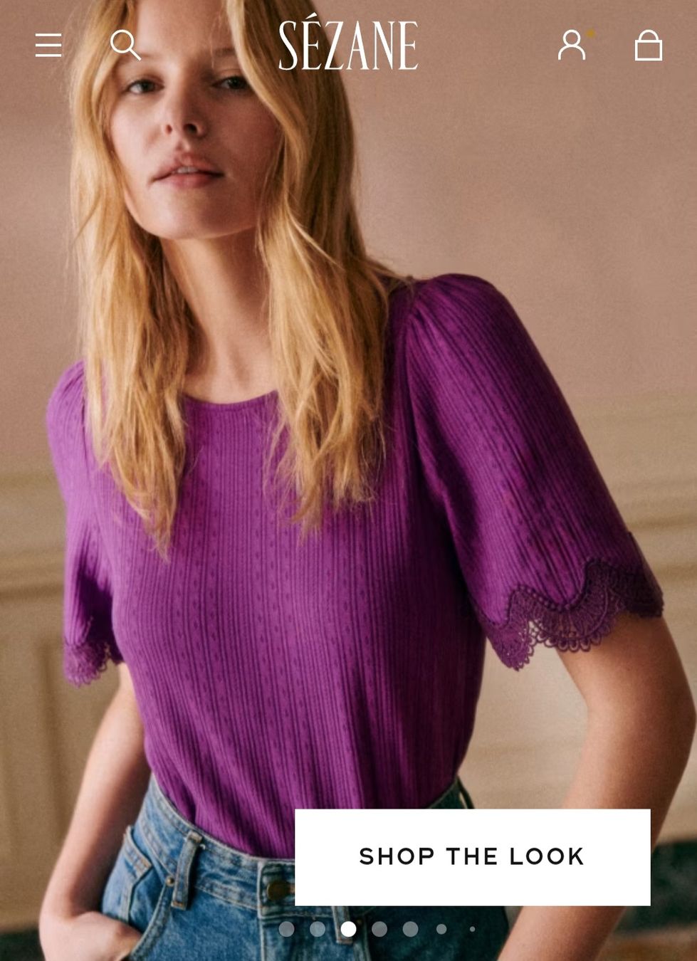 Sezane T-shirt: Sezane Shirt "Cléa" Violett Gr. M – Usato da Basel venduto da 056rm